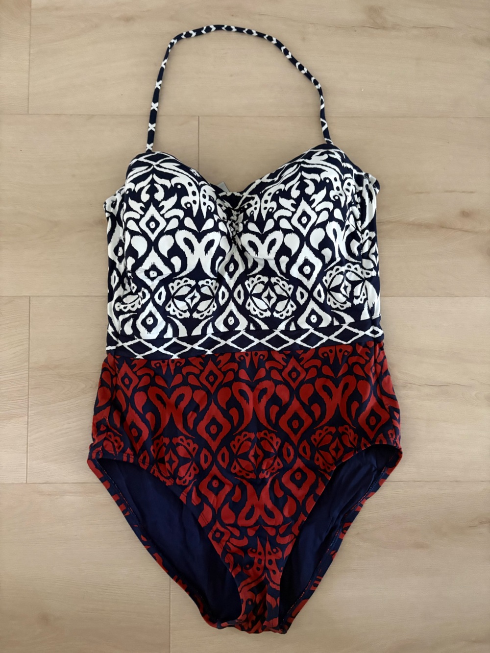 Tommy Bahama Red and Navy Patterned One-Piece Swimsuit